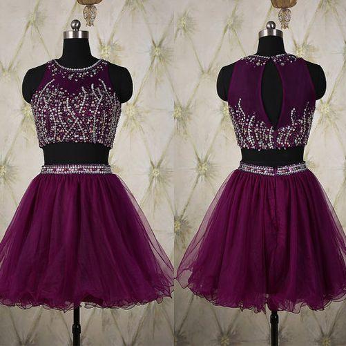 Two Pieces Beading Dress,Charming Dress,Cheap